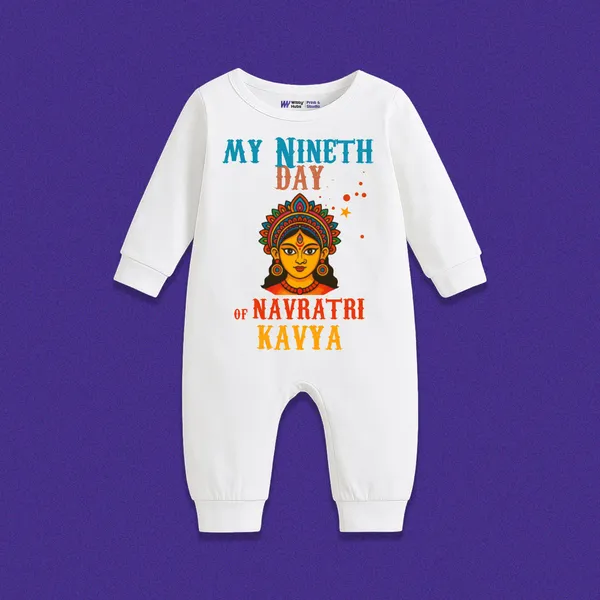 White_Cotton_My_Nineth_Day_Of_Navratri_Kavya_Baby_Romper