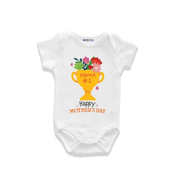 White_Cotton_Happy_Mother'S_Day_Trophy_Print_Baby_Bodysuit