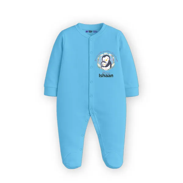 Sky_Blue_Penguin_Print_Personalized_Romper_For_Baby