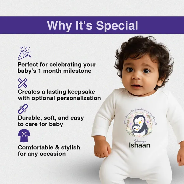 White_Penguin_Personalized_Full_Sleeve_Romper_For_Baby