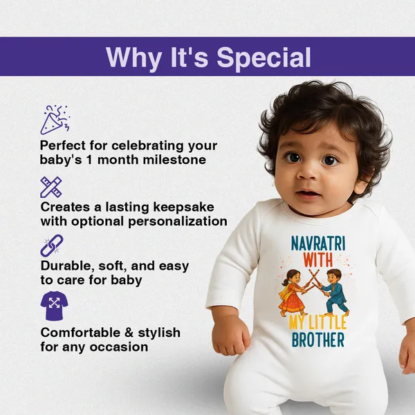White_Cotton_Full_Sleeve_Navratri_With_Brother_Baby_Romper
