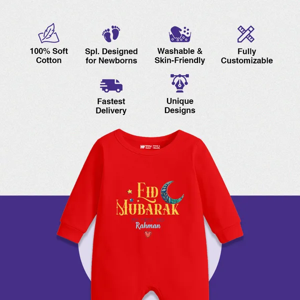 Red_Cotton_Eid_Mubarak_Personalized_Romper_For_Baby
