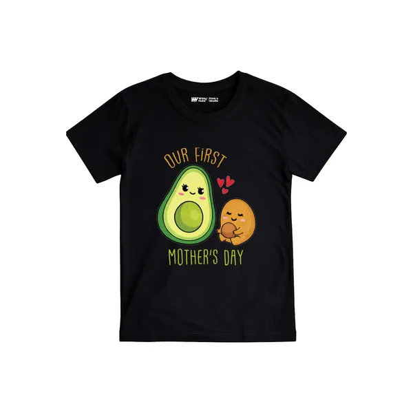 Black_Cotton_Our_First_Mother'S_Day_Graphic_T-Shirt_For_Baby