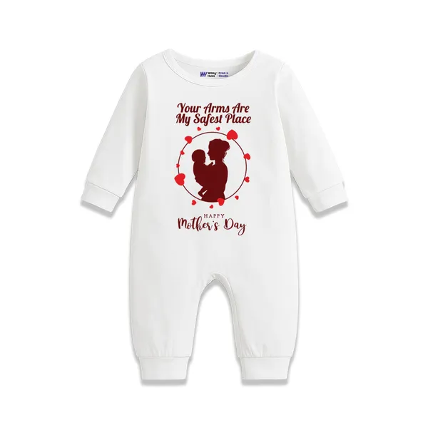 White_Cotton_Mother'S_Day_Graphic_Print_Full_Sleeve_Romper_For_Baby