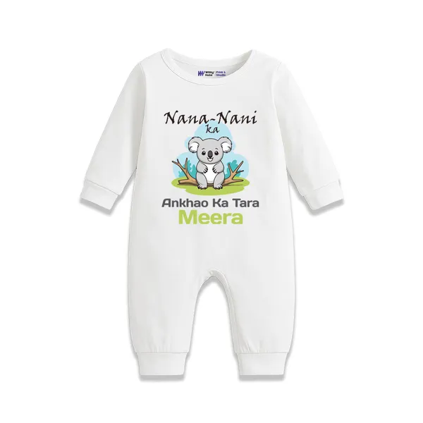 White_Cotton_Nana_Nani_Ka_Ankhao_Ka_Tara_Personalized_Romper_For_Newborns