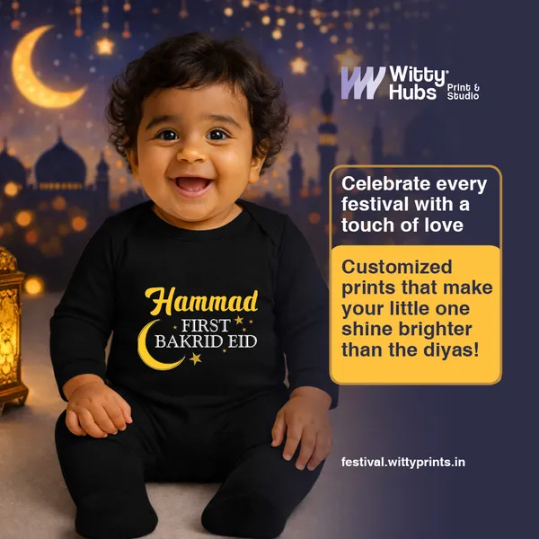 Black_Personalized_First_Bakrid_Eid_Baby_Romper