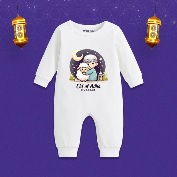 White_Eid_Al_Adha_Mubarak_Full_Sleeve_Romper_For_Baby
