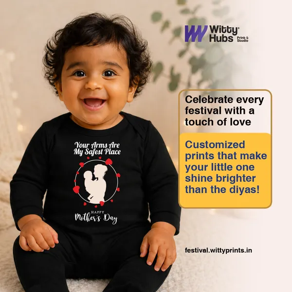 Black_Full_Sleeve_Romper_For_Baby_With_Mother'S_Day_Print