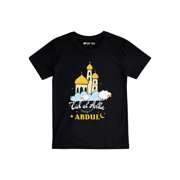 Black_Cotton_Eid_Al_Adha_Mosque_Print_Personalized_T-Shirt