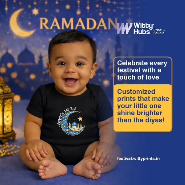 Arwa'S_1St_Eid_Black_Cotton_Baby_Onesie_With_Moon_Print