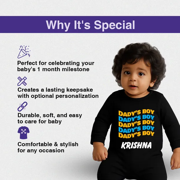 Black_Daddy'S_Boy_Personalized_Full_Sleeve_Romper_For_Baby