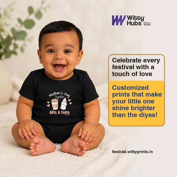 Black_Cotton_Mother'S_Day_Together_Bodysuit_For_Babies