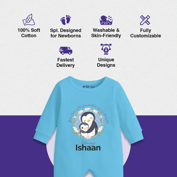 Blue_Penguin_Print_Personalized_Romper_For_Baby