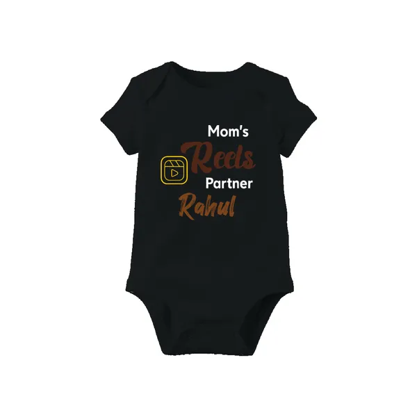 Black_Cotton_Mom'S_Heels_Partner_Romper_For_Newborns