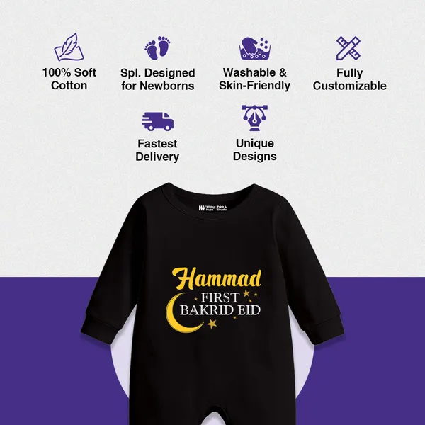 Black_Personalized_First_Bakrid_Eid_Baby_Romper