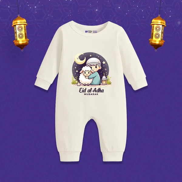 White_Cotton_Eid_Al-Adha_Mubarak_Full_Sleeve_Romper_For_Baby
