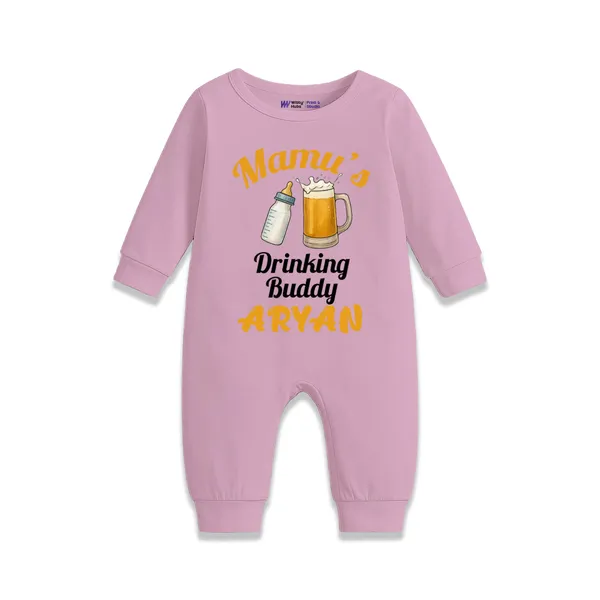 Pink_Personalized_Baby_Romper_With_Mama'S_Drinking_Buddy_Print