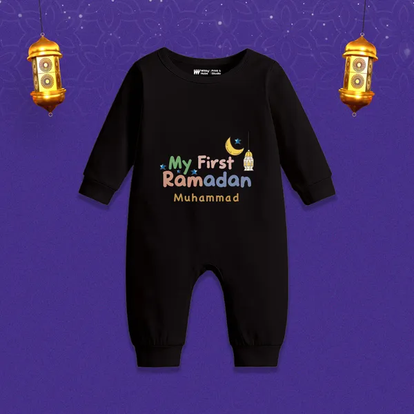 My_First_Ramadan_Black_Cotton_Romper_For_Baby_Boys