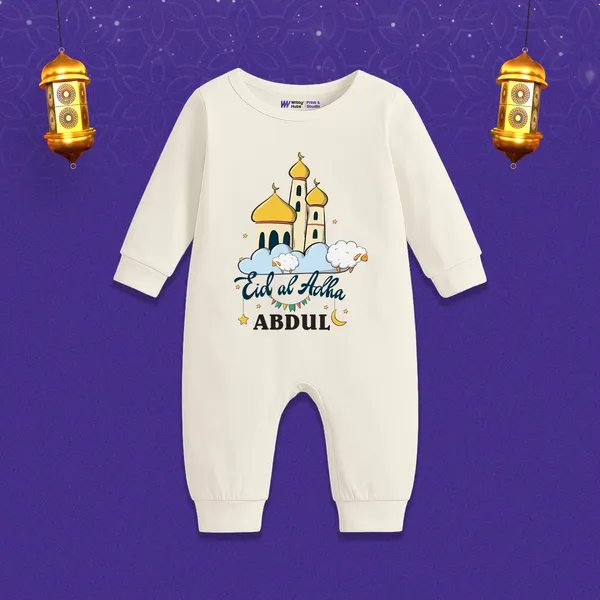 White_Eid_Al_Adha_Customized_Print_Romper_For_Baby