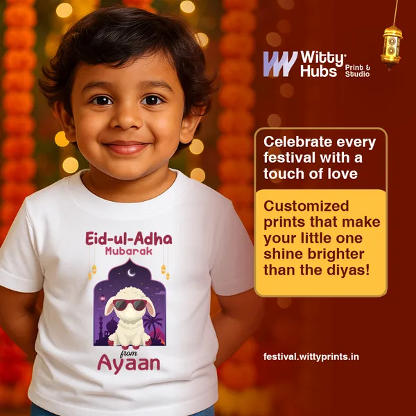 White_Cotton_Eid-Ul-Adha_Mubarak_Personalized_T-Shirt_For_Kids