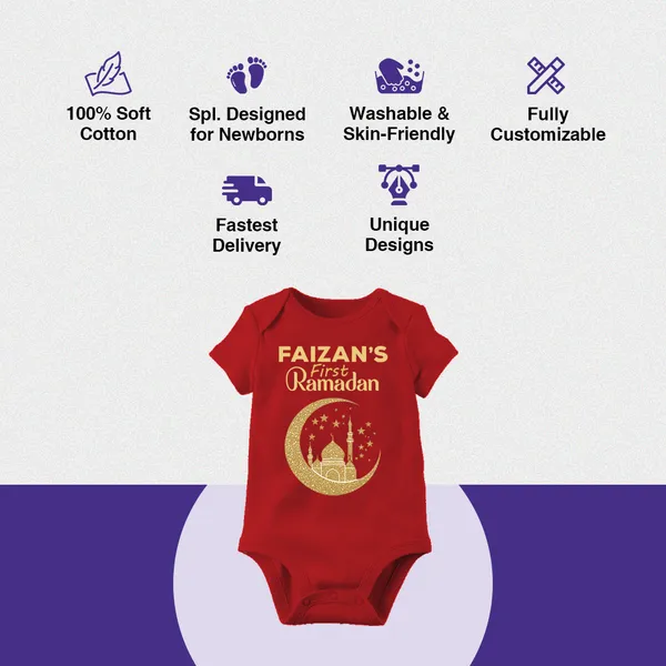 Red_Cotton_First_Ramadan_Printed_Romper_For_Baby