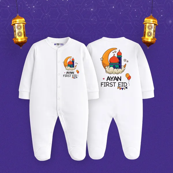 White_Personalised_First_Eid_Romper_For_Baby