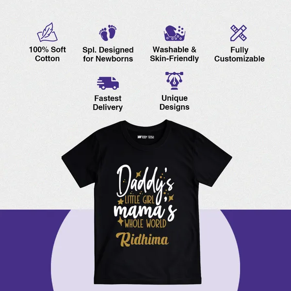 Black_Cotton_Daddy'S_Little_Girl_Printed_T-Shirt_For_Girls