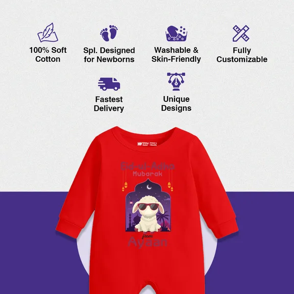 Red_Cotton_Eid_Mubarak_Graphic_Print_Romper_For_Baby_Boys