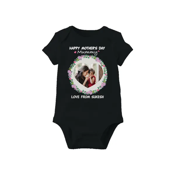 Black_Cotton_Custom_Photo_Print_Baby_Romper_For_Mother'S_Day