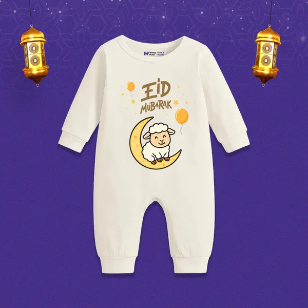Beige_Eid_Mubarak_Sheep_Print_Romper_For_Baby
