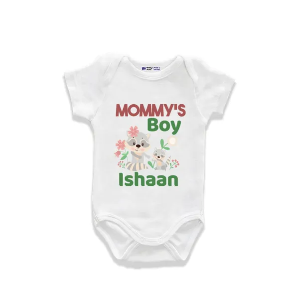 Mommy'S_Boy_Ishaan_Personalized_White_Cotton_Romper_For_Baby_Boys