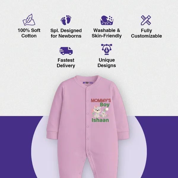 Pink_Personalized_Mommy'S_Boy_Romper_For_Baby_Boys