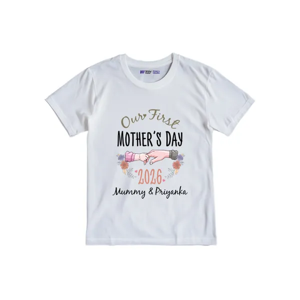 Our_First_Mother'S_Day_Personalized_White_Baby_T-Shirt