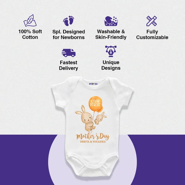 White_Cotton_Our_First_Mother'S_Day_Baby_Bodysuit