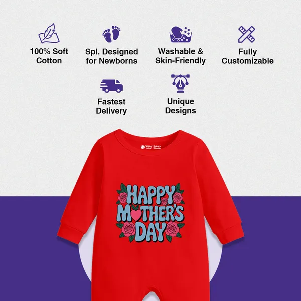 Red_Cotton_Happy_Mother'S_Day_Print_Romper_For_Babies
