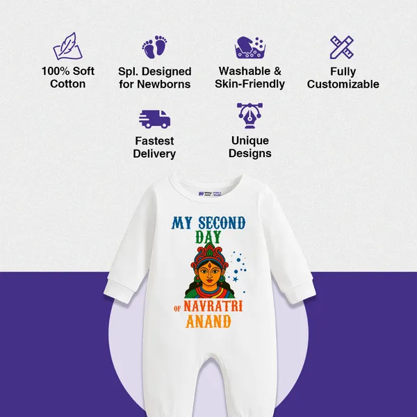 White_Cotton_My_Second_Day_Of_Navratri_Anand_Baby_Romper