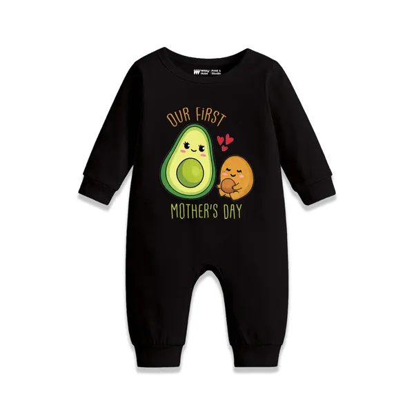 Black_Cotton_Our_First_Mother'S_Day_Romper_For_Baby