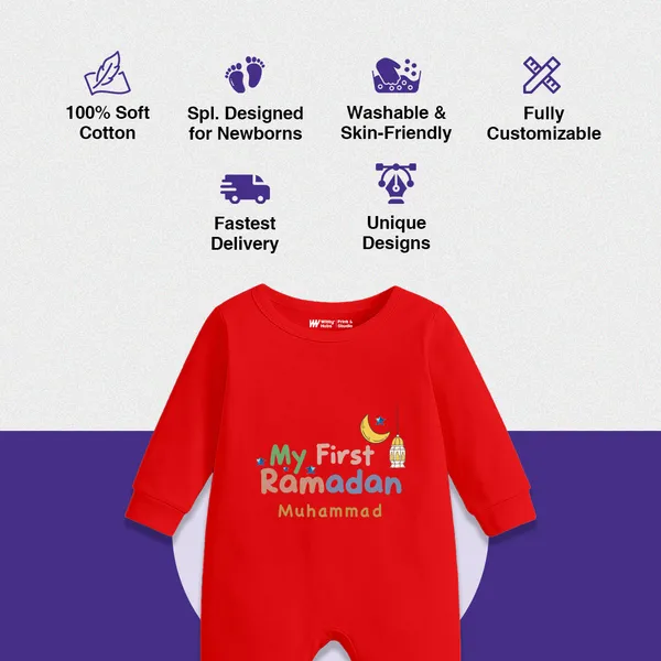 Red_My_First_Ramadan_Personalized_Cotton_Romper_For_Babies