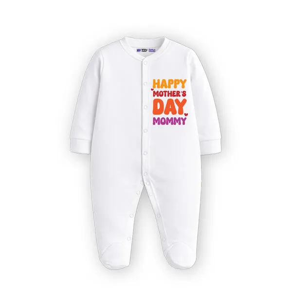 White_Cotton_Happy_Mother'S_Day_Romper_For_Newborns