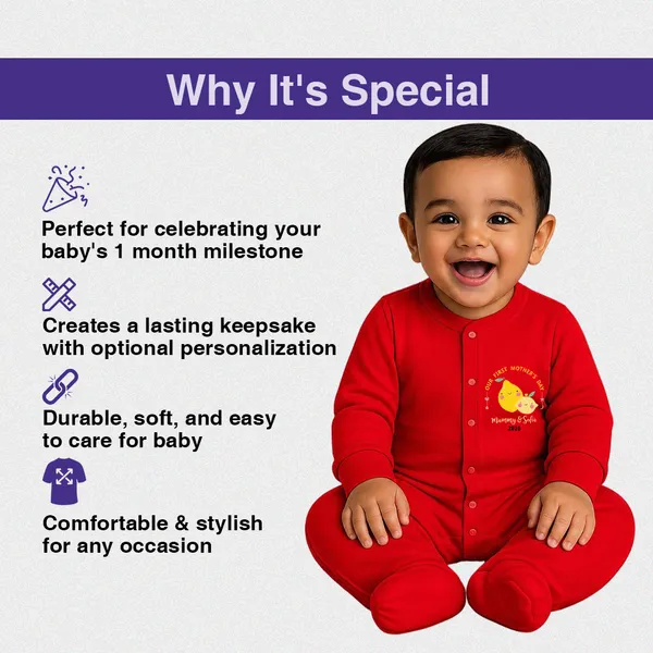 Red_Cotton_First_Mother'S_Day_Romper_For_Newborns