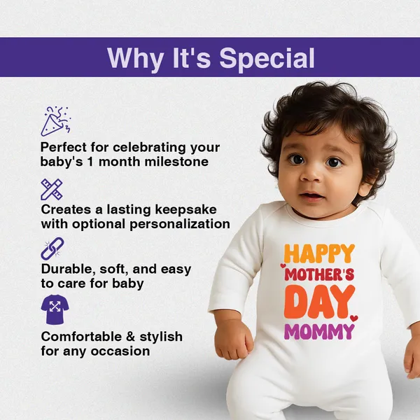 White_Cotton_Happy_Mother'S_Day_Romper_For_Newborns