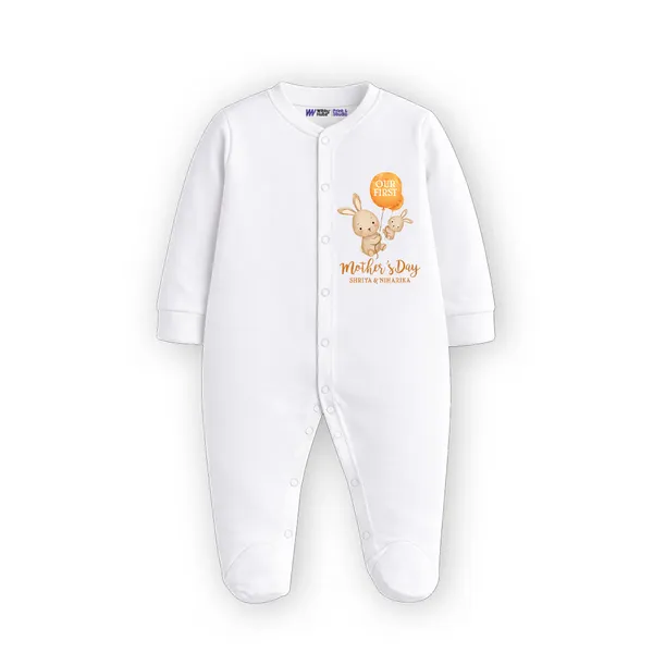 White_Cotton_First_Mother'S_Day_Full_Sleeve_Romper_For_Baby