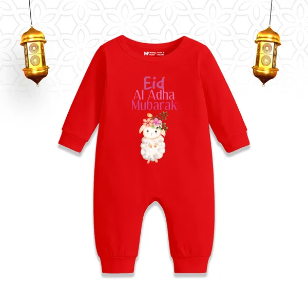Red_Cotton_Eid_Al_Adha_Mubarak_Full_Sleeve_Romper_For_Baby