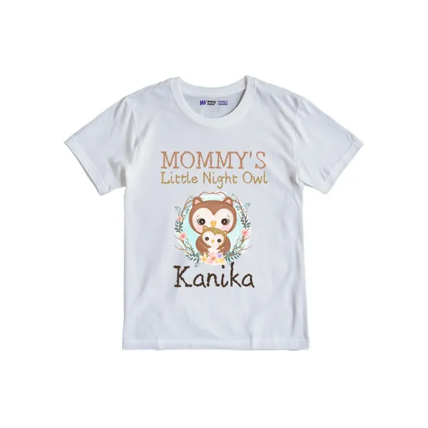 White_Cotton_Mommy'S_Little_Night_Owl_Personalized_T-Shirt_For_Baby
