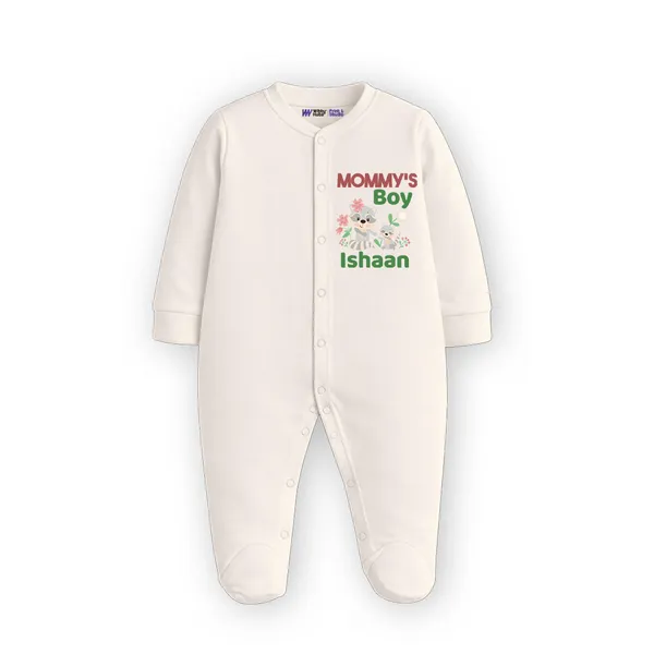White_Cotton_Mommy'S_Boy_Printed_Romper_For_Newborns