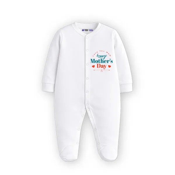 White_Cotton_Happy_Mother'S_Day_Printed_Romper_For_Baby