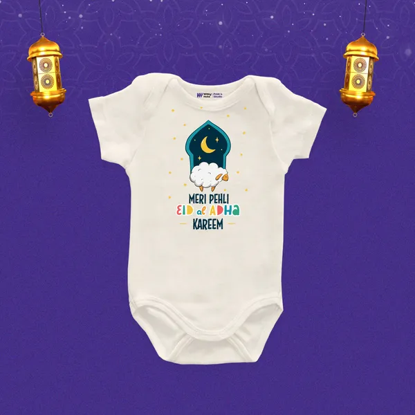 White_Cotton_Printed_Bodysuit_For_Baby'S_First_Eid