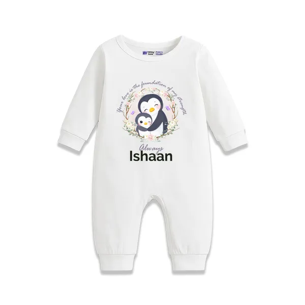 White_Penguin_Personalized_Full_Sleeve_Romper_For_Baby