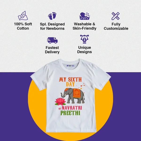 White_Cotton_Navratri_Preethi_Graphic_Print_T-Shirt_For_Kids