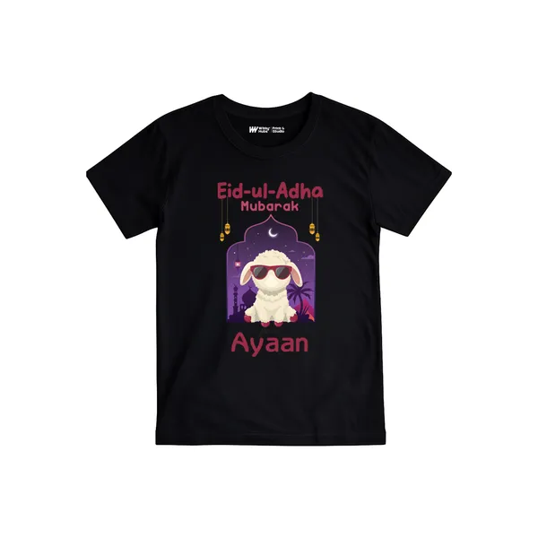 Black_Cotton_Eid-Ul-Adha_Mubarak_Printed_T-Shirt_For_Kids